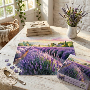 Ruhige entspannende Lavendel-Landschaft Puzzle