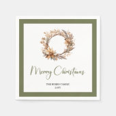 Ruhige erdige Weihnachtskränze personalisierte Ser Serviette (Vorderseite)