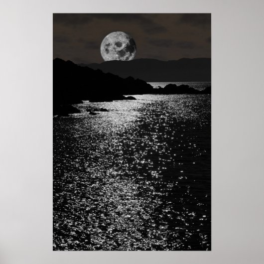 ruhige Felsenkerry-Mondlichtsicht Poster (Vorne)