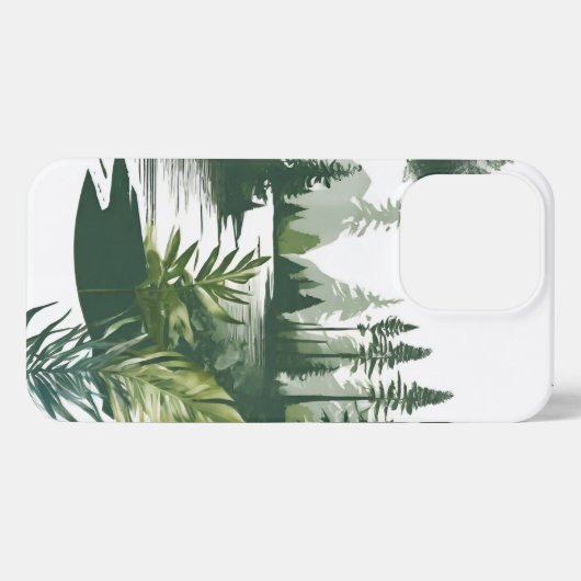 Ruhige Flusslandschaft – Grüne Wasserfarbenmalerei iPhone Hülle (Rückseite (Horizontal))