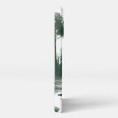 Ruhige Flusslandschaft – Grüne Wasserfarbenmalerei iPhone Hülle (Rechte Seite)