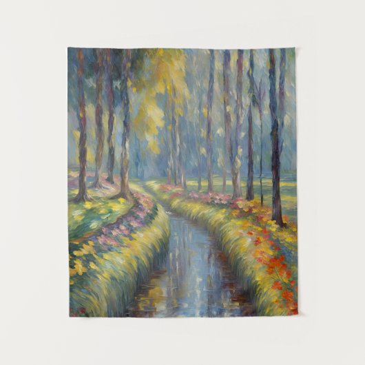 Ruhige Flusspfade Impressionistische Landschaft Ku Wandteppich (Vorderseite)