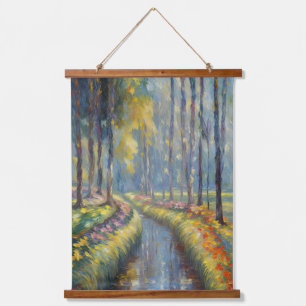 Ruhige Flusspfade Impressionistische Landschaft Ku Wandteppich Mit Holzrahmen