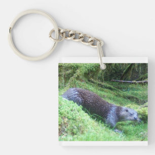Ruhige Flussufer-Szene mit Otter Naturinspiriert Schlüsselanhänger