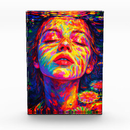 Ruhige Frau Unterwasser Regenbogenfarben Impasto Fotoblock