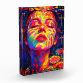 Ruhige Frau Unterwasser Regenbogenfarben Impasto Fotoblock (Links)