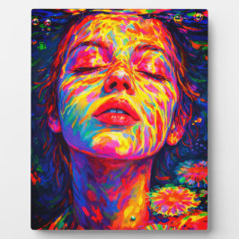 Ruhige Frau Unterwasser Regenbogenfarben Impasto Fotoplatte