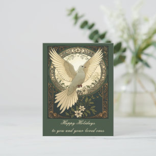 Ruhige Friedenstaube und Naturillustration Feiertagspostkarte