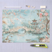 Ruhige Gartenbrücke Chinoiserie Watercolor Seidenpapier (Handwerk)