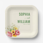 Ruhige gedämpfte grüne Flora Pappteller (Vorderseite)