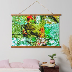 Ruhige gelbe abstrakte Holzwand-Tapete,Joy Wandteppich Mit Holzrahmen