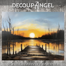 Ruhige Gewässer bei Sonnenuntergang - Decoupage - Seidenpapier