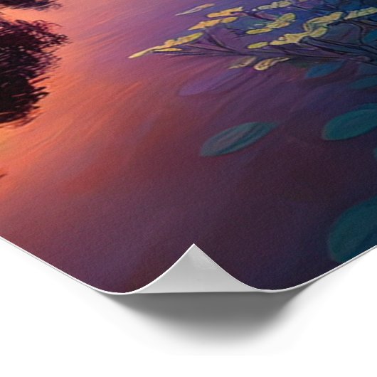 Ruhige Gewässer in der Dämmerung Poster (Ecke)