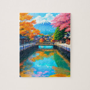Ruhige Gewässer: Mt. Fujis Spiegelung Puzzle