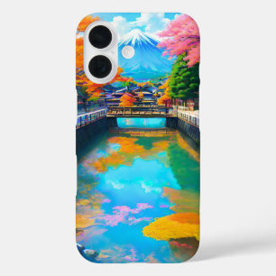 Ruhige Gewässer: Reflektion des Fuji iPhone 16 Hülle