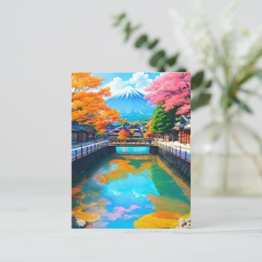Ruhige Gewässer: Reflektion des Fuji Postkarte (Stehend Vorderseite)