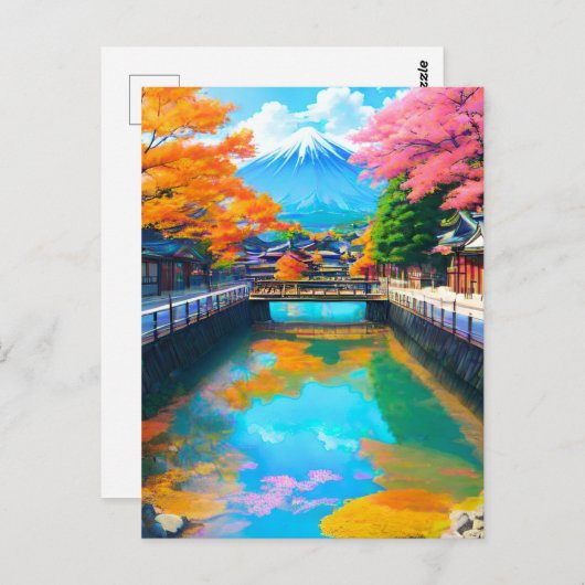 Ruhige Gewässer: Reflektion des Fuji Postkarte (Vorne/Hinten)