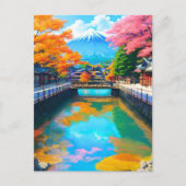 Ruhige Gewässer: Reflektion des Fuji Postkarte (Vorderseite)