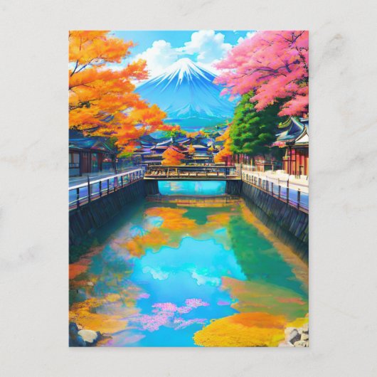 Ruhige Gewässer: Reflektion des Fuji Postkarte (Vorderseite)