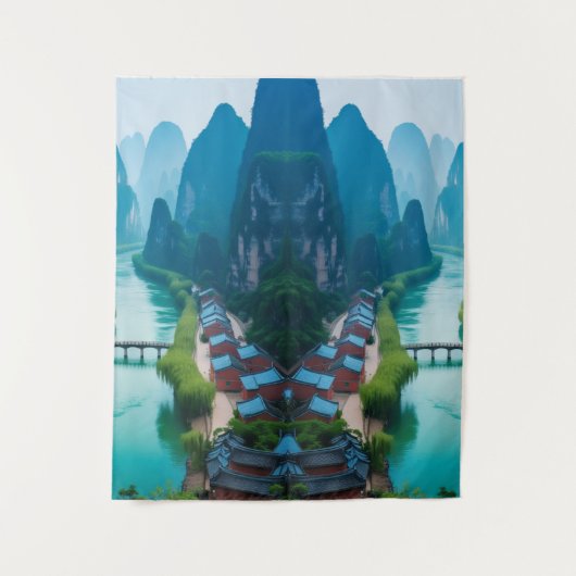 Ruhige Gipfel & Waterlandschaften - Naturlandschaf Wandteppich (Vorderseite)