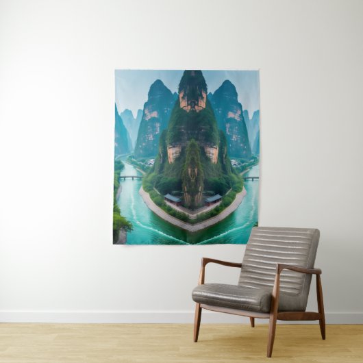 Ruhige Gipfel & Waterlandschaften - Naturlandschaf Wandteppich (Beispiel)