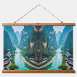 Ruhige Gipfel & Waterlandschaften - Naturlandschaf Wandteppich Mit Holzrahmen