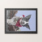 Ruhige Grenze Collie Heeler Mix Hund Sketch Kunst Puzzle (Horizontal)