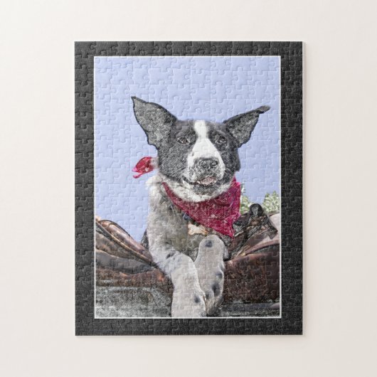 Ruhige Grenze Collie Heeler Mix Hund Sketch Kunst Puzzle (Vertikal)
