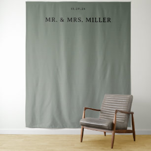 Ruhige Grüne Minimalistische Typografische Wandteppich
