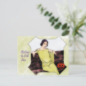 Ruhige Hexenkleidung modische Vintage Frau Postkarte (Stehend Vorderseite)
