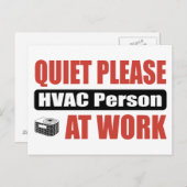 Ruhige HVAC-Person am Arbeitsplatz Postkarte (Vorne/Hinten)