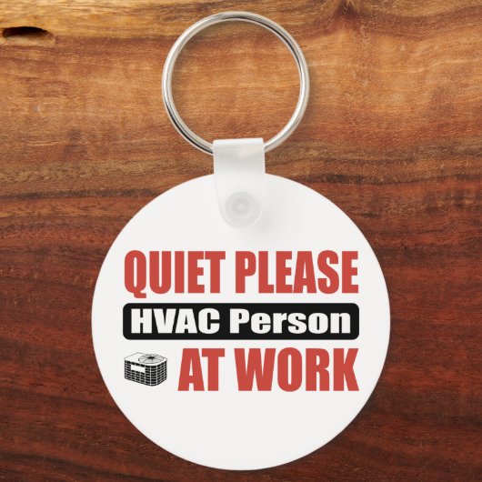 Ruhige HVAC-Person am Arbeitsplatz Schlüsselanhänger (Vorderseite)