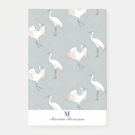 Ruhige japanische Krane & Gingko Blätter Persönlic Post-it Klebezettel (Vorderseite)