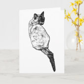 Ruhige Katze, warme Wünsche Karte (Gelbe Blume)