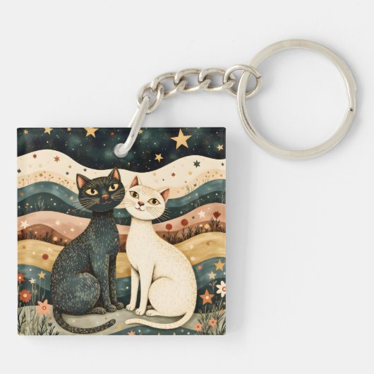 Ruhige Katzen Schlüsselanhänger (Rückseite)