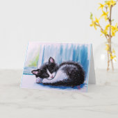 Ruhige Kitten Grußkarten Karte (Gelbe Blume)