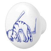 Ruhige Kitty Katze Badezimmer Toile Aussehen Keramikknauf (Rechts)