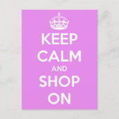 Ruhige Lage behalten und auf rosa Postkarte einkau (Vorderseite)