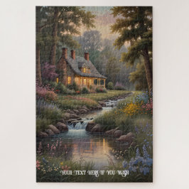 Ruhige Landschaft Retreat Hütte am Fluss Puzzle