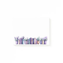 Ruhige Lavendel-Bibliotheks-Wasserfarbenotizen