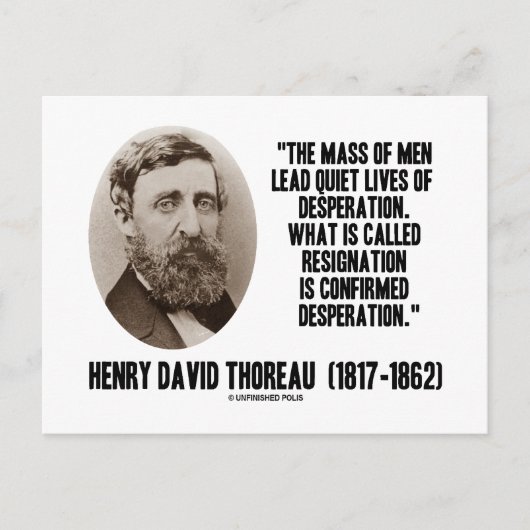 Ruhige Lebensbedingungen für Thoreau Desperation R Postkarte (Vorderseite)