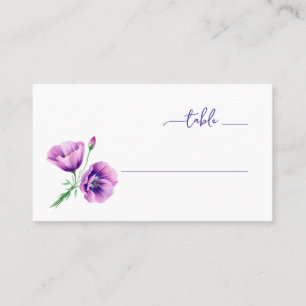 Ruhige lila florale Mohn-Illustration Platzkarte