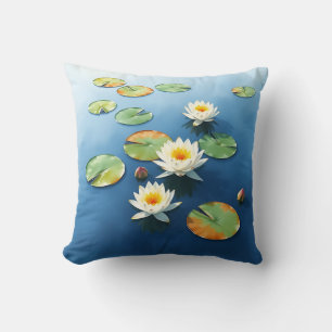 Ruhige Lilien schwimmen auf einem ruhigen Teich Kissen