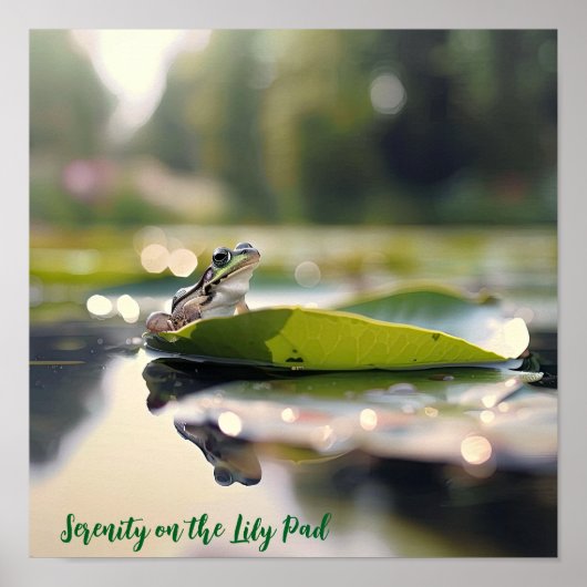 Ruhige Lily Pad: Frosch am Morgen Poster (Vorne)