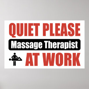 Ruhige Massagetherapeutin am Arbeitsplatz Poster