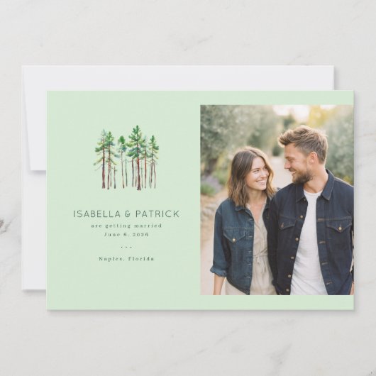 Ruhige Minz-Tannen Save The Date (Vorderseite)