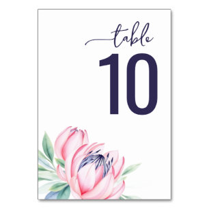 Ruhige Navy-Watercolor-Hochzeitstischkarte Tischnummer