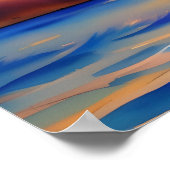 Ruhige Ozean Sonnenuntergang Wasserfarbe Poster (Ecke)