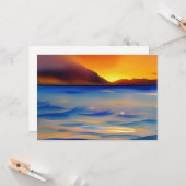 Ruhige Ozean Sunset Wasserfarbe Flachgrüße Karte (Vorderseite/Rückseite Beispiel)