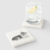 Ruhige Pause Steinuntersetzer (Seitenansicht)